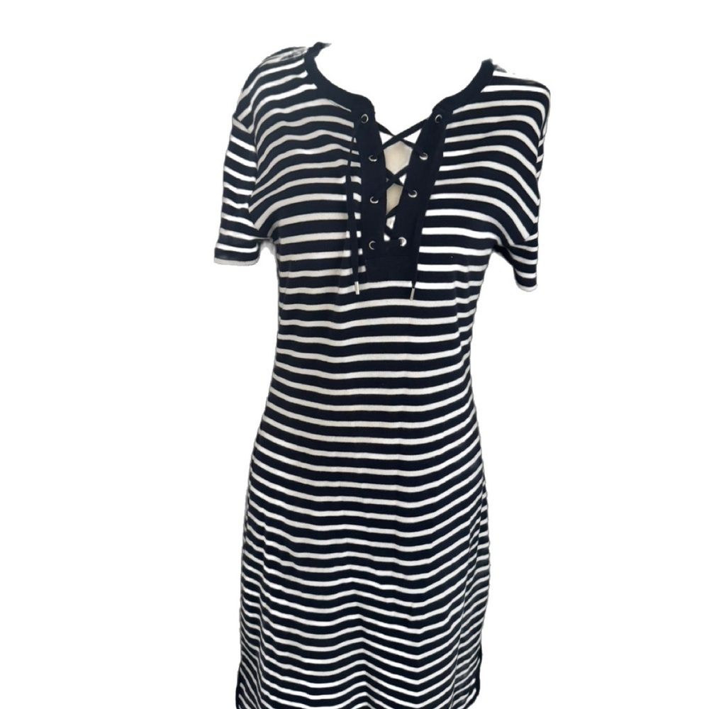 3/25🙂 Chaps nautical stripe pullover cotton dress Sz L